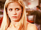 An animated gif of the scene. Buffy looks mad, the camera cuts to a closer shot of her mad face, then a closer shot of her mad eyes. This all happens in a few seconds, and is exactly like it's shown in the episode.