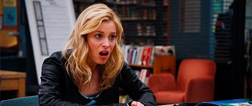 Animated gif of quick cut scenes from the television show Community. It jumps from Britta being shocked to Annie being shocked to Troy (and, inexplicably, a goat) being shocked, and then to Abed being shocked.