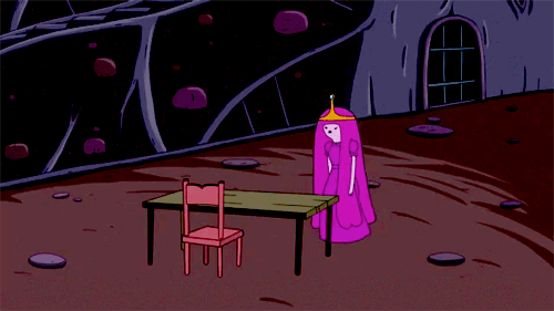 Princess Bubblegum on Adventure Time flipping a table