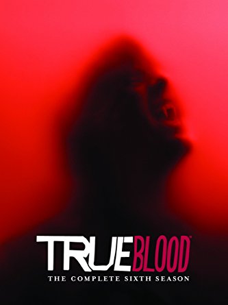 The season six DVD cover, which is a dark image of Bill screaming or baring his fangs, I guess? It's kind of murky and blurry. The background is red.
